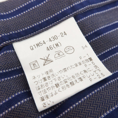 【中古】アレグリ Allegri コットン ストライプ セミワイドカラー カジュアルシャツ ネイビーxウォームグレー【 46 】【 状態ランクA 】【 メンズ 】