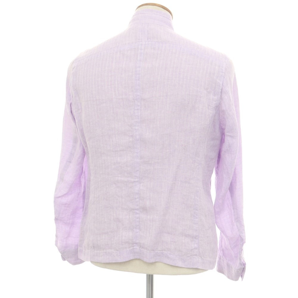 【中古】【未使用】アレグリ Allegri ストライプ リネン サファリジャケット ラベンダー【 46（M） 】【 状態ランクS 】【 メンズ 】