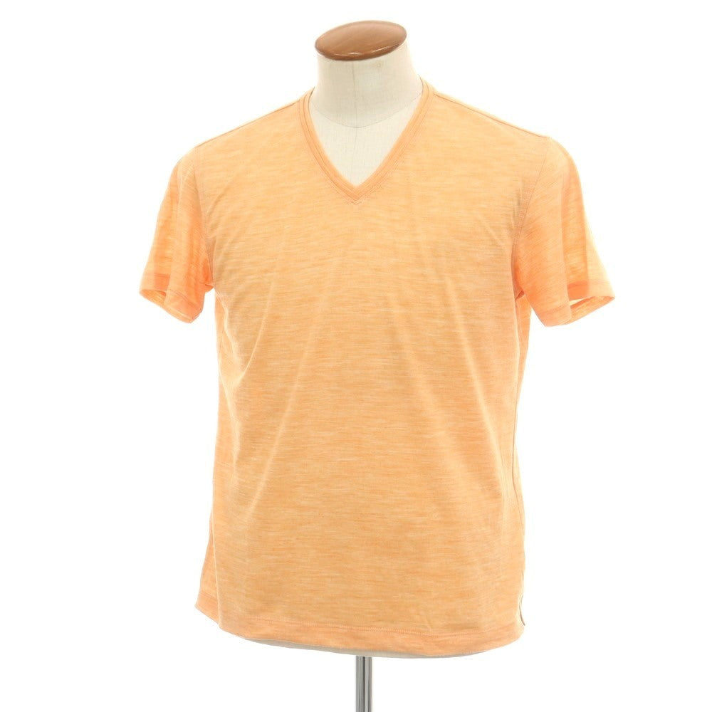 【中古】アレグリ Allegri ポリエステルリネン Vネック 半袖Tシャツ オレンジ【 46 】【 状態ランクA 】【 メンズ 】