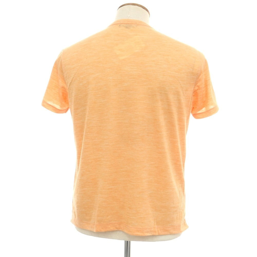 【中古】アレグリ Allegri ポリエステルリネン Vネック 半袖Tシャツ オレンジ【 46 】【 状態ランクA 】【 メンズ 】
