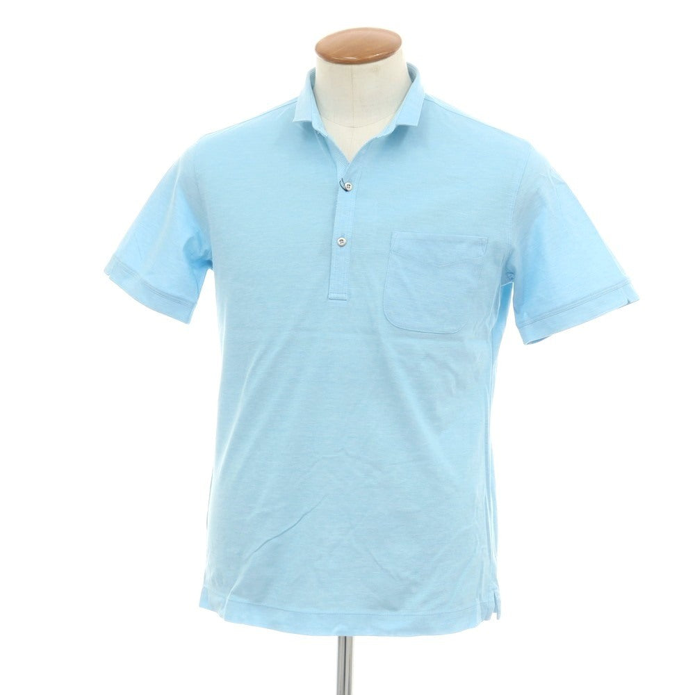 【中古】アレグリ Allegri コットン 半袖ポロシャツ ライトブルー【 46 】【 状態ランクA 】【 メンズ 】