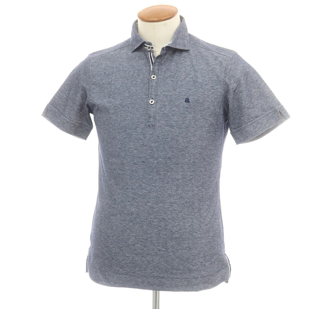 【中古】アレグリ Allegri ポリエステルコットンリネン 半袖ポロシャツ ネイビー【 46 】【 状態ランクB 】【 メンズ 】