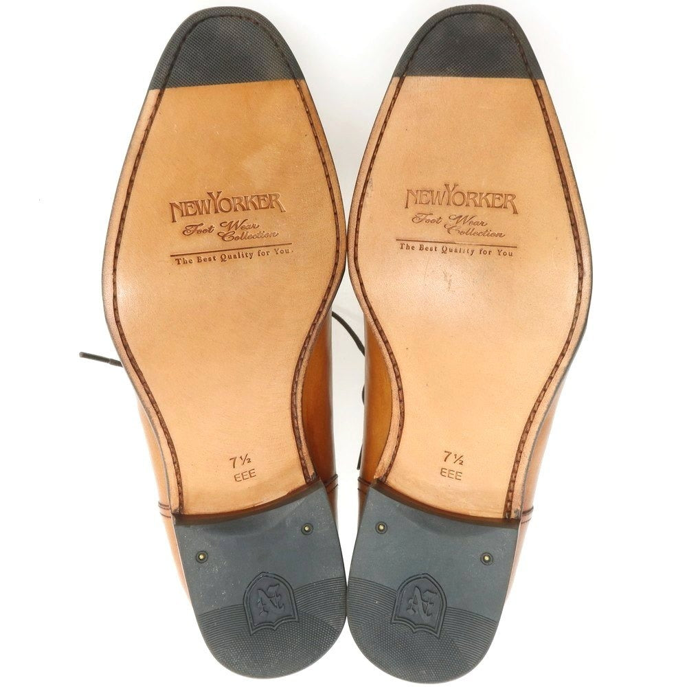 【中古】【未使用】ニューヨーカー NEWYORKER スプリットトゥ ドレスシューズ ライトブラウン【 7 1/2EEE 】【 状態ランクS 】【 メンズ 】