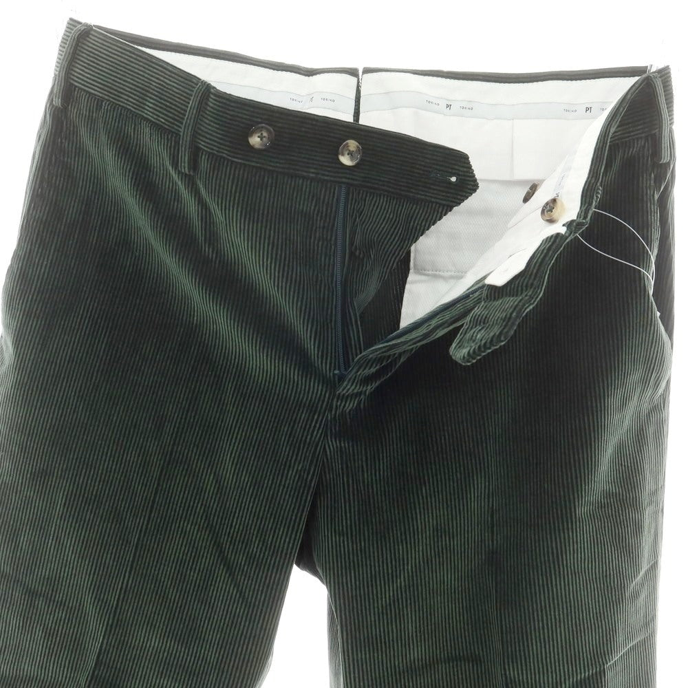 【中古】ピーティートリノ PT TORINO コットンカシミヤ 中太畝 コーデュロイパンツ ダークグリーン【 48 】【 状態ランクB 】【 メンズ 】