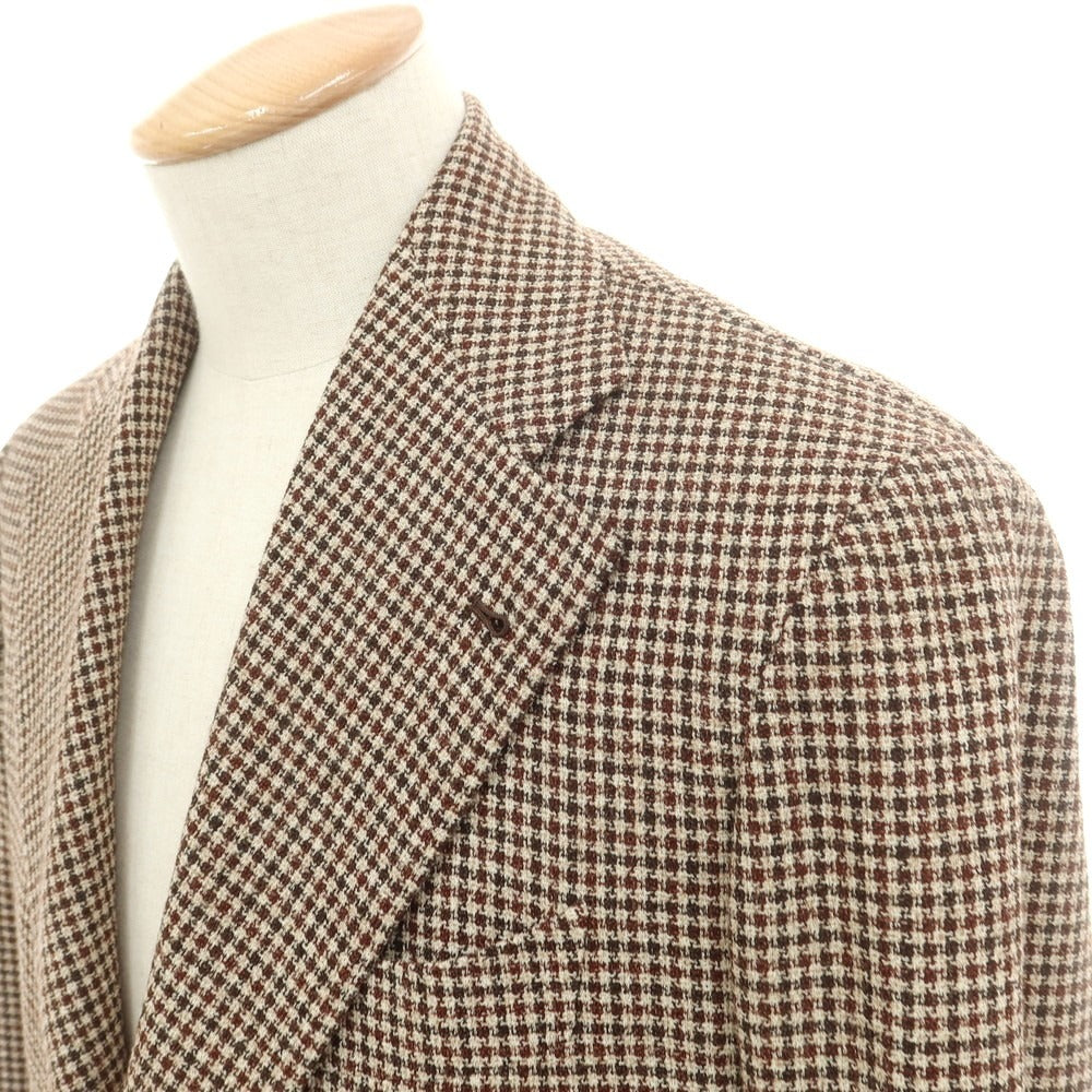 【中古】シャロン Sharon ウール系 チェック 3B テーラードジャケット ベージュxブラウン【 表記なし（S位） 】【 状態ランクB 】【 メンズ 】