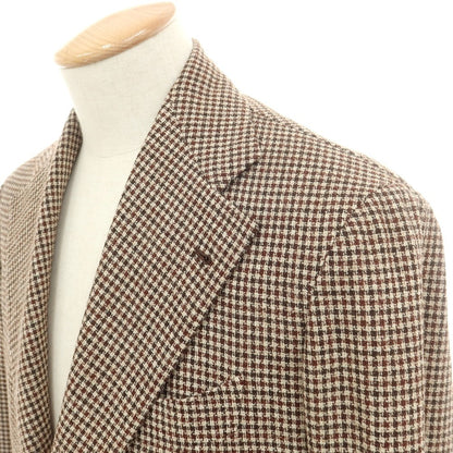 【中古】シャロン Sharon ウール系 チェック 3B テーラードジャケット ベージュxブラウン【 表記なし（S位） 】【 状態ランクB 】【 メンズ 】