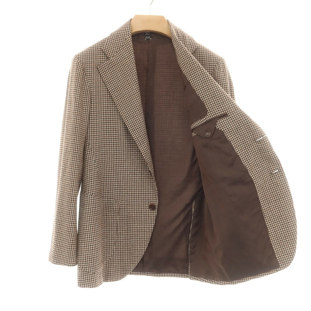 【中古】シャロン Sharon ウール系 チェック 3B テーラードジャケット ベージュxブラウン【 表記なし（S位） 】【 状態ランクB 】【 メンズ 】