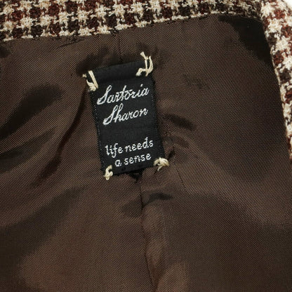 【中古】シャロン Sharon ウール系 チェック 3B テーラードジャケット ベージュxブラウン【 表記なし（S位） 】【 状態ランクB 】【 メンズ 】