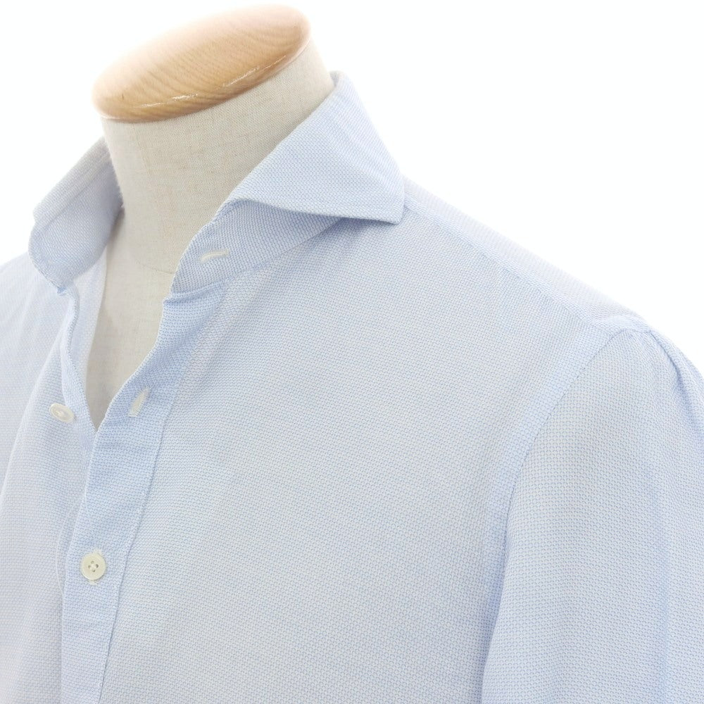 【中古】ジ イングレーゼ G.Inglese Sharon別注 コットン ホリゾンタルカラー プルオーバー カジュアルシャツ ライトブルーxホワイト【 38 】【 状態ランクD 】【 メンズ 】