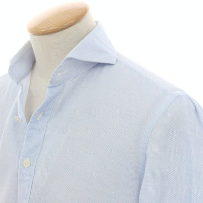 【中古】ジ イングレーゼ G.Inglese Sharon別注 コットン ホリゾンタルカラー プルオーバー カジュアルシャツ ライトブルーxホワイト【 38 】【 状態ランクD 】【 メンズ 】
