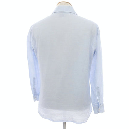 【中古】ジ イングレーゼ G.Inglese Sharon別注 コットン ホリゾンタルカラー プルオーバー カジュアルシャツ ライトブルーxホワイト【 38 】【 状態ランクD 】【 メンズ 】