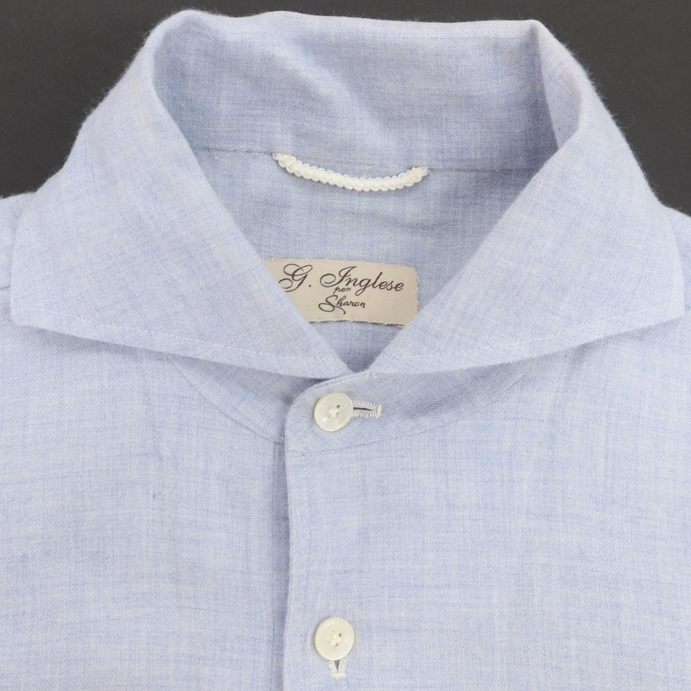 【中古】ジ イングレーゼ G.Inglese Sharon別注 コットン プルオーバー カジュアルシャツ ライトブルー【 38 】【 状態ランクD 】【 メンズ 】