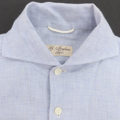 【中古】ジ イングレーゼ G.Inglese Sharon別注 コットン プルオーバー カジュアルシャツ ライトブルー【 38 】【 状態ランクD 】【 メンズ 】