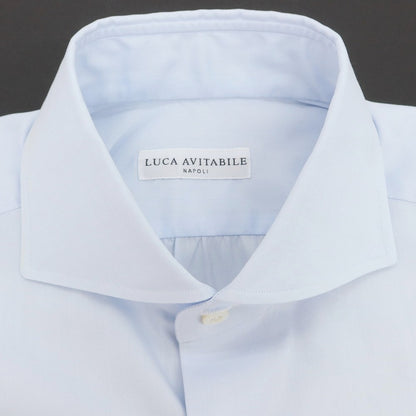【中古】ルカ アヴィタービレ LUCA AVITAVIRE コットン ホリゾンタルカラー ドレスシャツ ライトブルー【 40 】【 状態ランクA 】【 メンズ 】