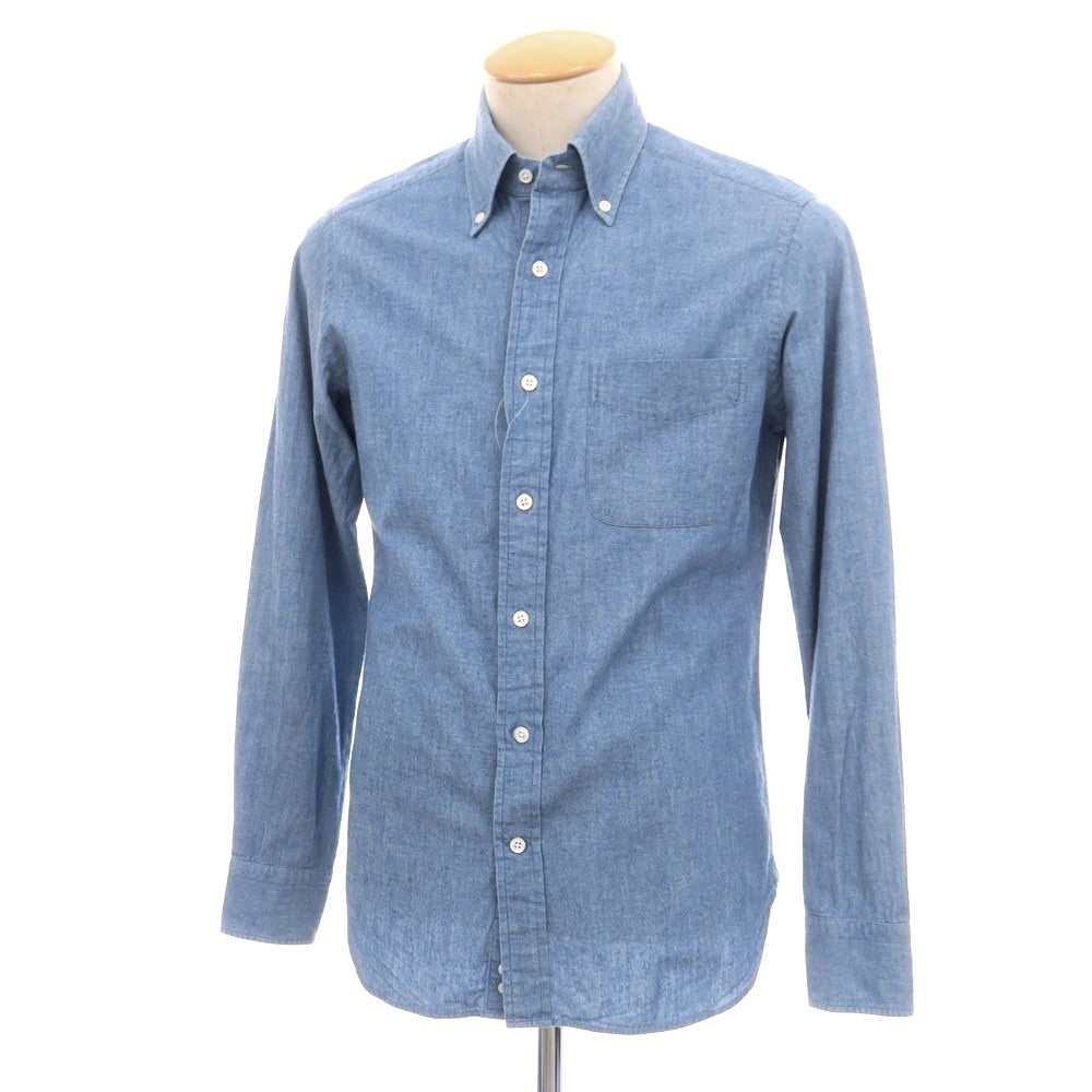 【中古】ビームスエフ BEAMS F コットン ボタンダウン カジュアルシャツ ブルー【 38 】【 状態ランクC 】【 メンズ 】