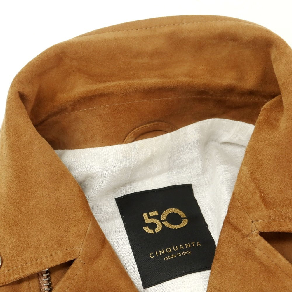 【中古】チンクアンタ Cinquanta ゴートスキンスエード ライダースジャケット ライトブラウン【 44 】【 状態ランクB 】【 メンズ 】