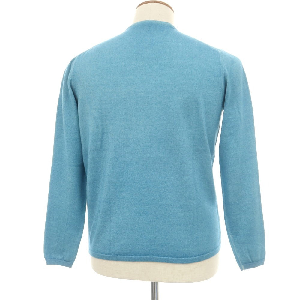 【中古】クルチアーニ CRUCIANI ガーメントダイ ウール Vネック プルオーバーニット ライトブルー【 48 】【 状態ランクC 】【 メンズ 】