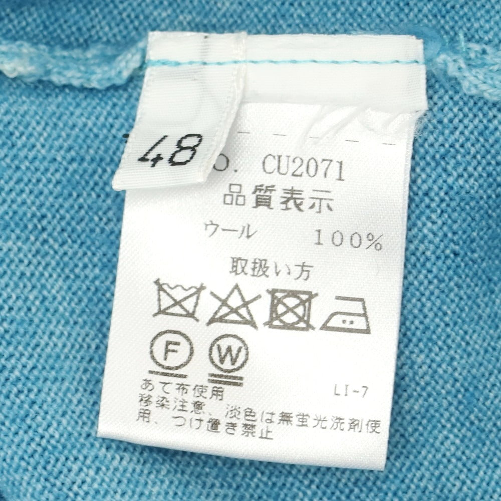 【中古】クルチアーニ CRUCIANI ガーメントダイ ウール Vネック プルオーバーニット ライトブルー【 48 】【 状態ランクC 】【 メンズ 】