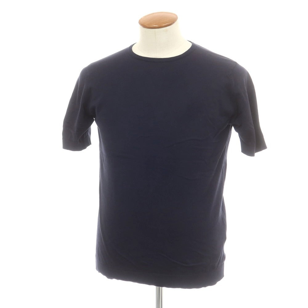 【中古】ジョンスメドレー JOHN SMEDLEY ハイゲージ シーアイランドコットン クルーネック 半袖 プルオーバーニット ネイビー【 M 】【 状態ランクB 】【 メンズ 】