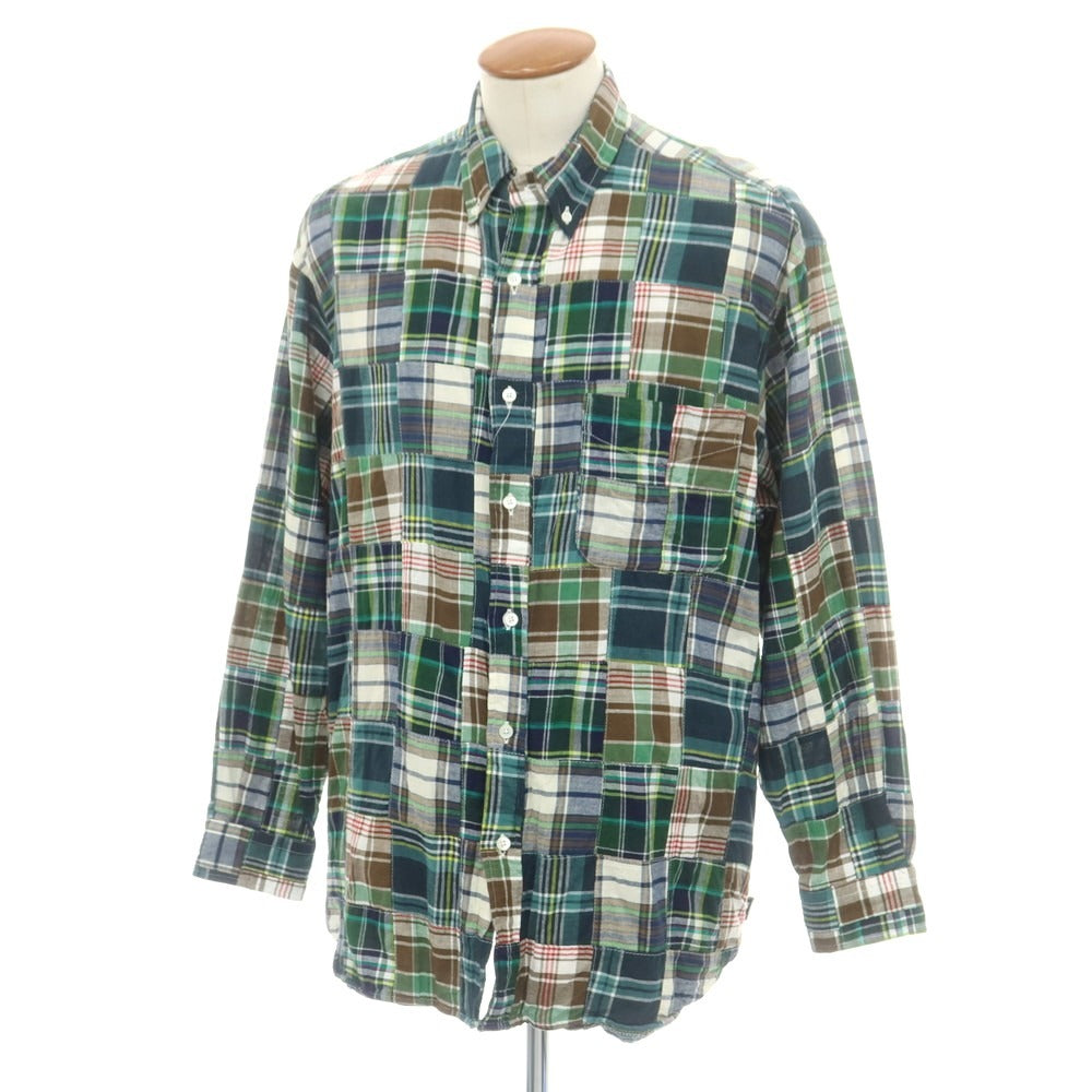 【中古】ブローシュア BROCHURE BD PATCHWORK MADRAS コットン チェック ボタンダウン カジュアルシャツ グリーン【 M 】【 状態ランクB 】【 メンズ 】