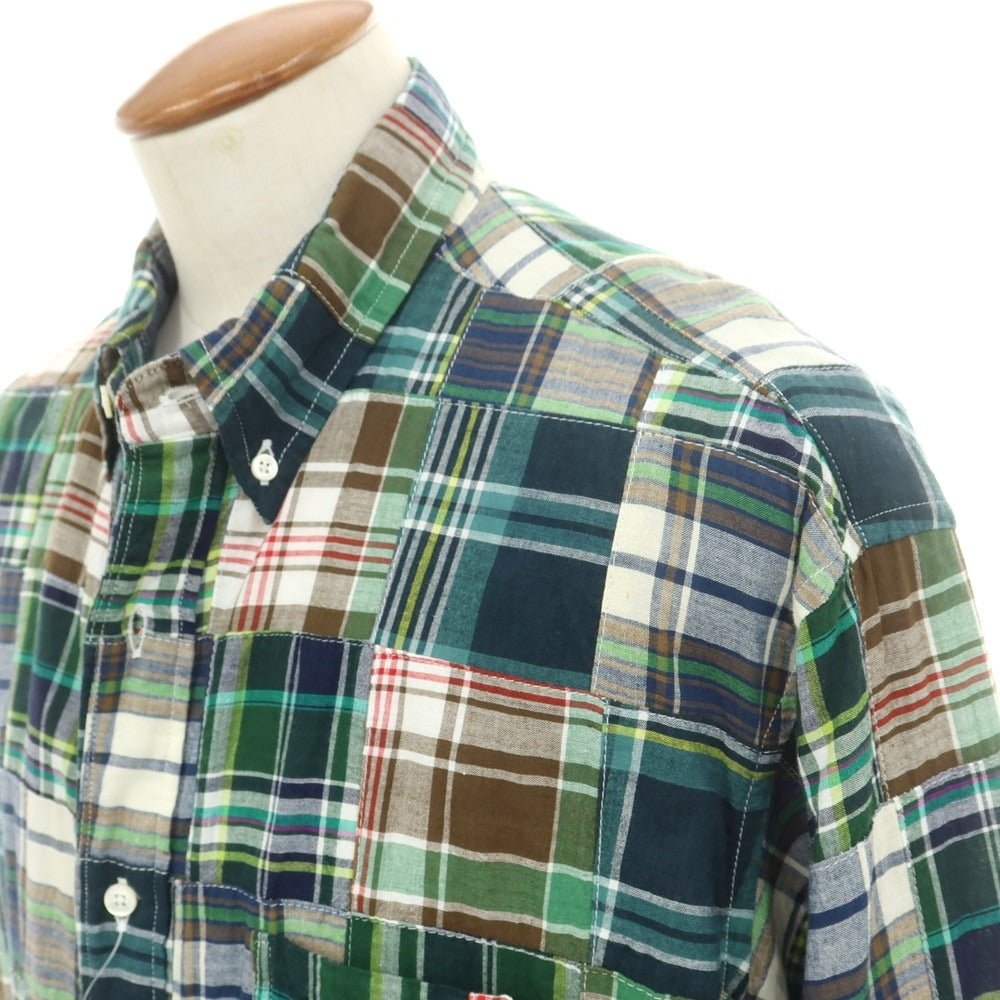 【中古】ブローシュア BROCHURE BD PATCHWORK MADRAS コットン チェック ボタンダウン カジュアルシャツ グリーン【 M 】【 状態ランクB 】【 メンズ 】