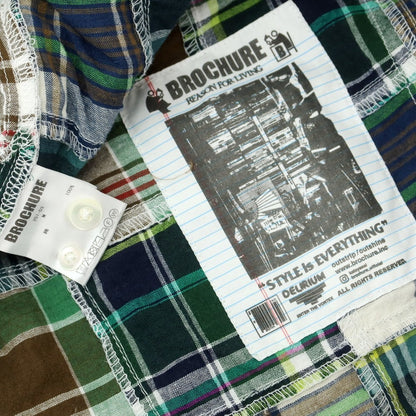 【中古】ブローシュア BROCHURE BD PATCHWORK MADRAS コットン チェック ボタンダウン カジュアルシャツ グリーン【 M 】【 状態ランクB 】【 メンズ 】