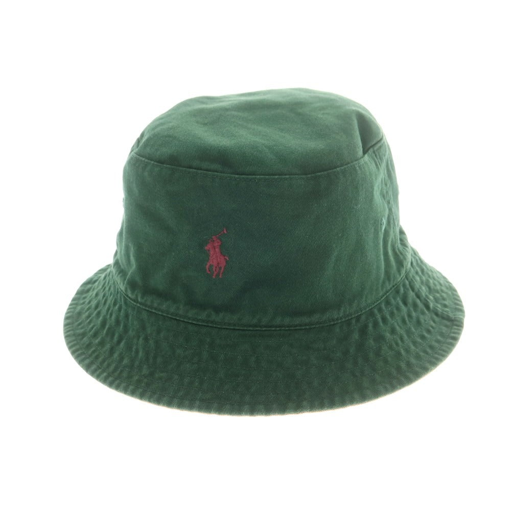 【中古】ポロ ラルフローレン Polo Ralph Lauren BEAMS別注 リバーシブル コットン バケットハット ベージュxグリーン【 状態ランクB 】【 メンズ 】