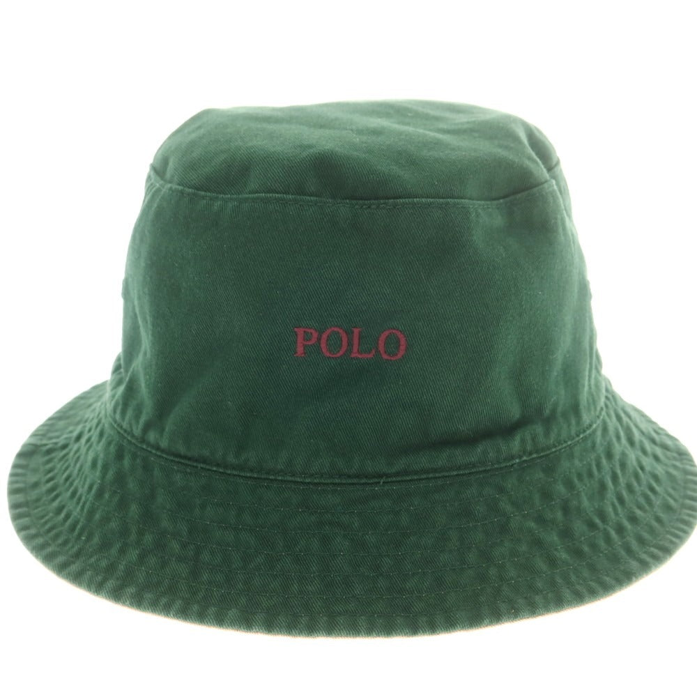 【中古】ポロ ラルフローレン Polo Ralph Lauren BEAMS別注 リバーシブル コットン バケットハット ベージュxグリーン【 状態ランクB 】【 メンズ 】