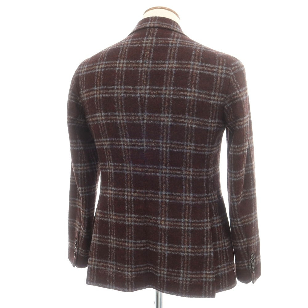 【中古】タリアトーレ TAGLIATORE アルパカナイロン チェック 2B テーラードジャケット レッドxブラック【 46 】【 状態ランクB 】【 メンズ 】