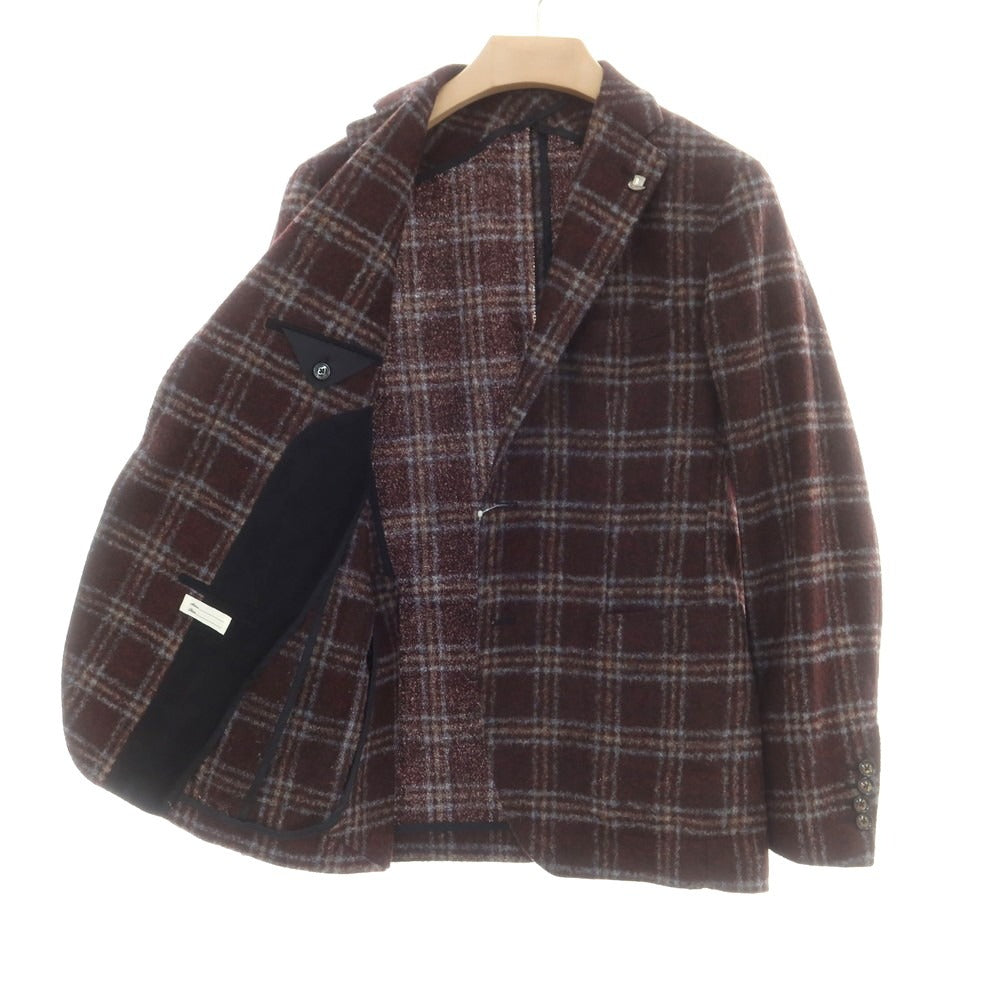 【中古】タリアトーレ TAGLIATORE アルパカナイロン チェック 2B テーラードジャケット レッドxブラック【 46 】【 状態ランクB 】【 メンズ 】