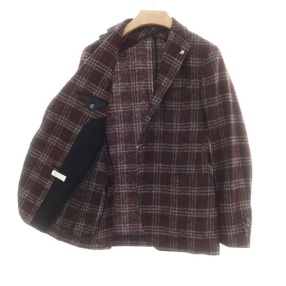 【中古】タリアトーレ TAGLIATORE アルパカナイロン チェック 2B テーラードジャケット レッドxブラック【 46 】【 状態ランクB 】【 メンズ 】