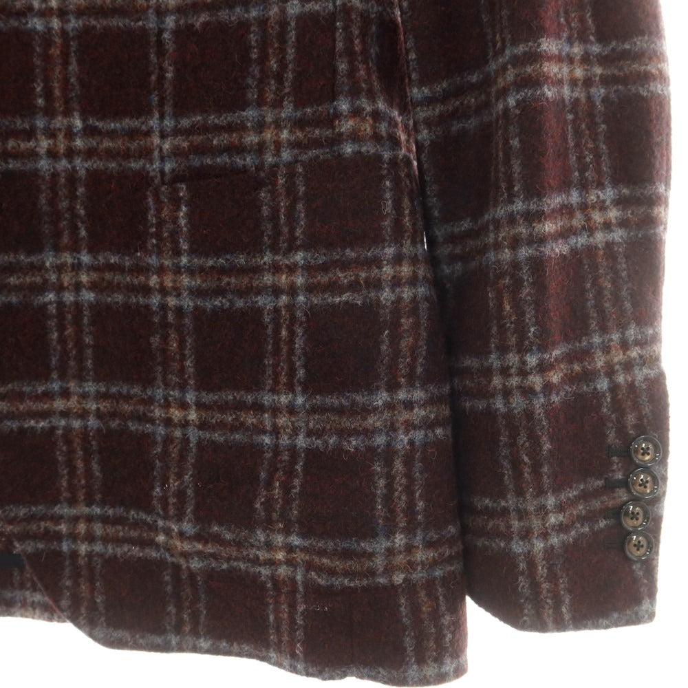 【中古】タリアトーレ TAGLIATORE アルパカナイロン チェック 2B テーラードジャケット レッドxブラック【 46 】【 状態ランクB 】【 メンズ 】