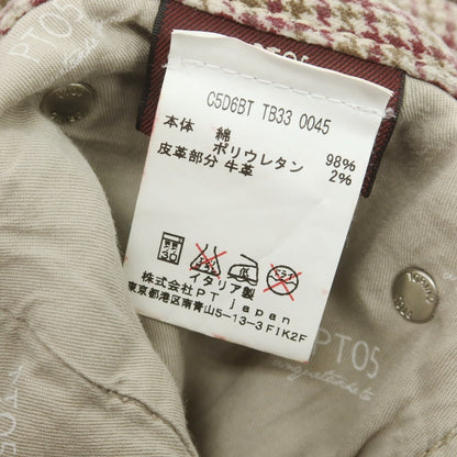 【中古】ピーティーゼロチンクエ PT05 TORINO ストレッチ コットン ハウンドトゥースチェック 5ポケットパンツ ベージュxワイン×オリーブ【 32 】【 状態ランクC 】【 メンズ 】