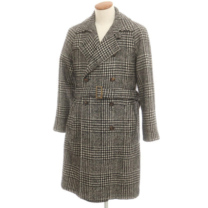 【中古】スティレ ラティーノ STILE LATINO ウールアルパカ チェック トレンチコート ブラックxホワイト【 48 】【 状態ランクB 】【 メンズ 】