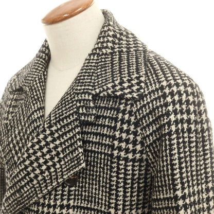 【中古】スティレ ラティーノ STILE LATINO ウールアルパカ チェック トレンチコート ブラックxホワイト【 48 】【 状態ランクB 】【 メンズ 】