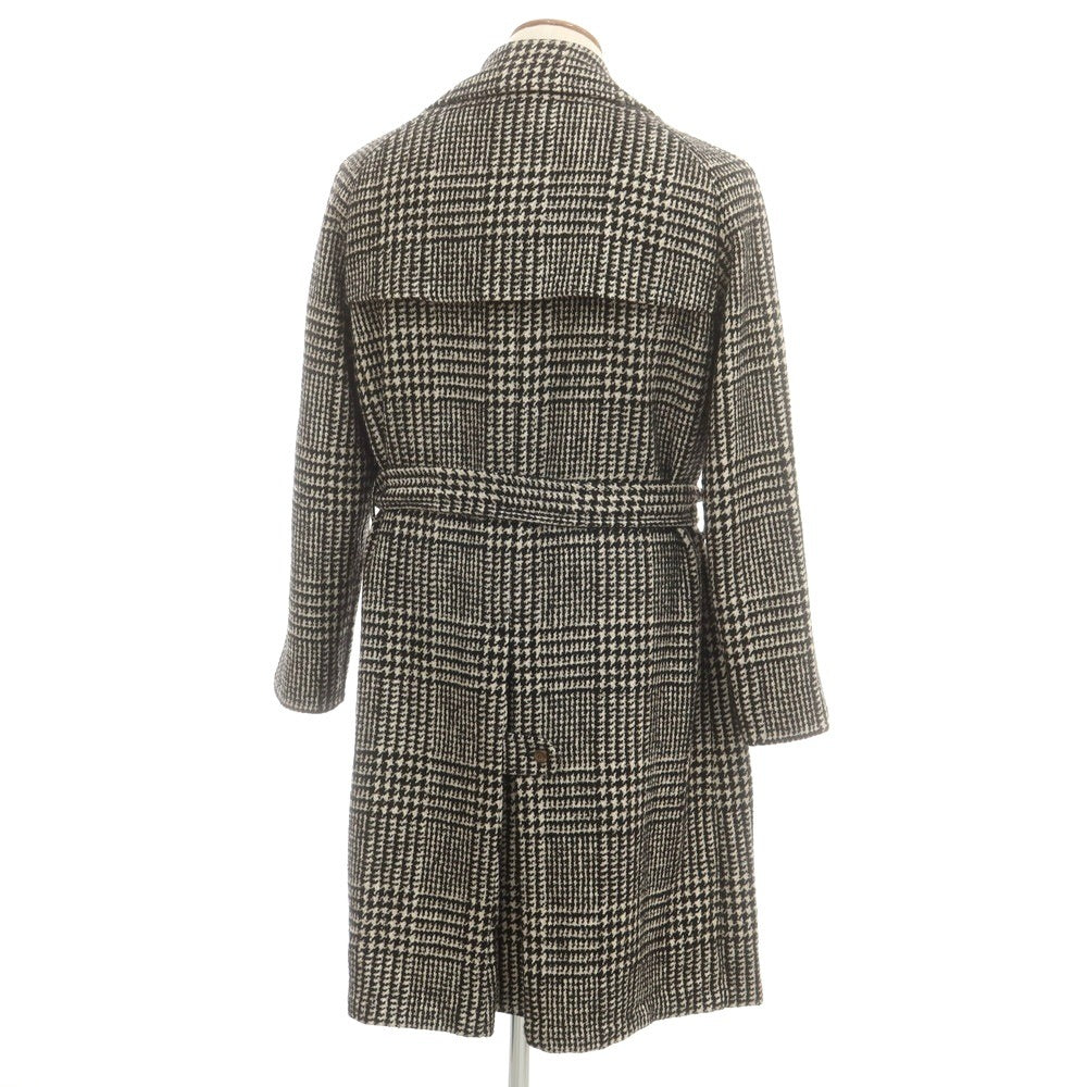 【中古】スティレ ラティーノ STILE LATINO ウールアルパカ チェック トレンチコート ブラックxホワイト【 48 】【 状態ランクB 】【 メンズ 】