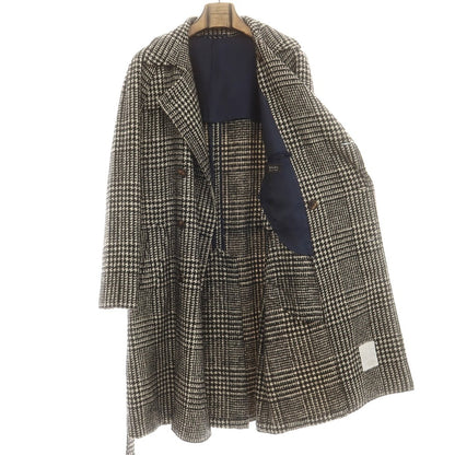 【中古】スティレ ラティーノ STILE LATINO ウールアルパカ チェック トレンチコート ブラックxホワイト【 48 】【 状態ランクB 】【 メンズ 】
