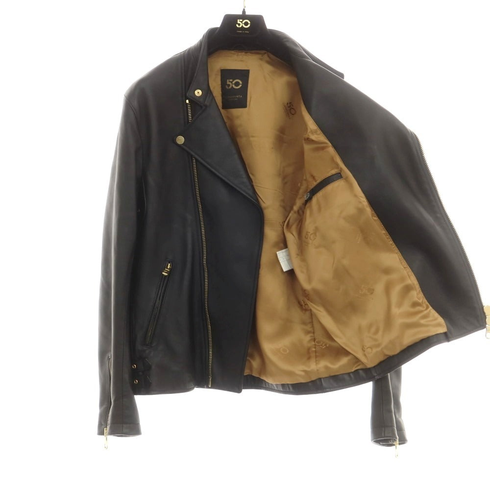 【中古】チンクアンタ Cinquanta ラムレザー ライダースジャケット ブラック【 48 】【 状態ランクB 】【 メンズ 】