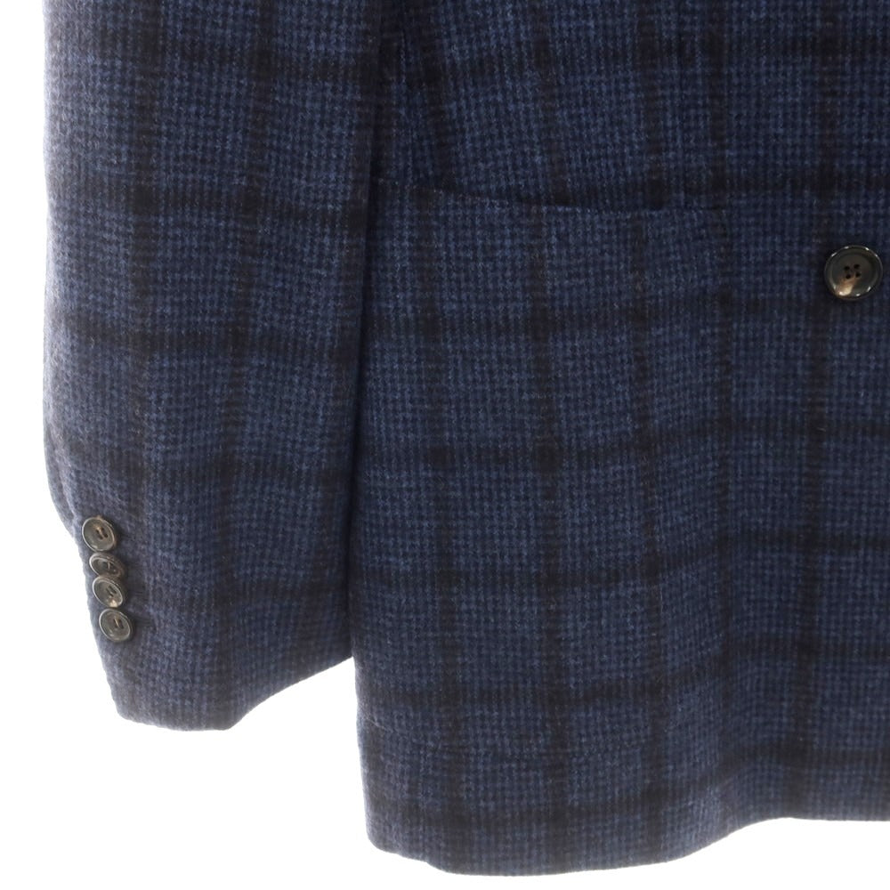 【中古】スティレ ラティーノ STILE LATINO ウールカシミヤ チェック ダブル6B テーラードジャケット ライトネイビーxブラック【 48 】【 状態ランクB 】【 メンズ 】