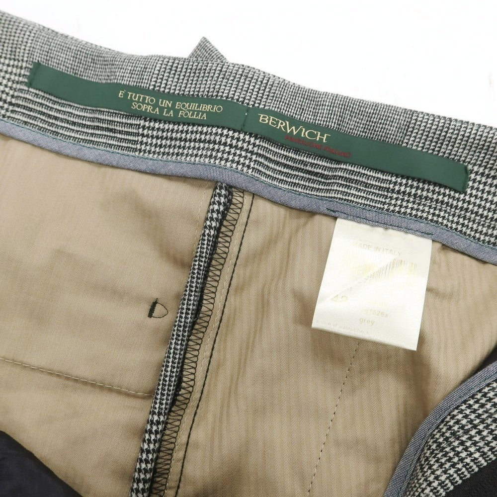 【中古】ベルウィッチ BERWICH ストレッチ ウールナイロン グレンチェック カジュアルスラックスパンツ グレー【 48 】【 状態ランクB 】【 メンズ 】