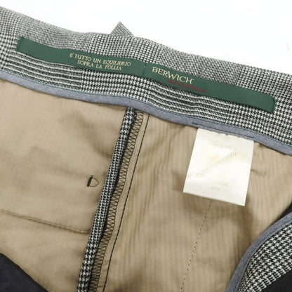 【中古】ベルウィッチ BERWICH ストレッチ ウールナイロン グレンチェック カジュアルスラックスパンツ グレー【 48 】【 状態ランクB 】【 メンズ 】