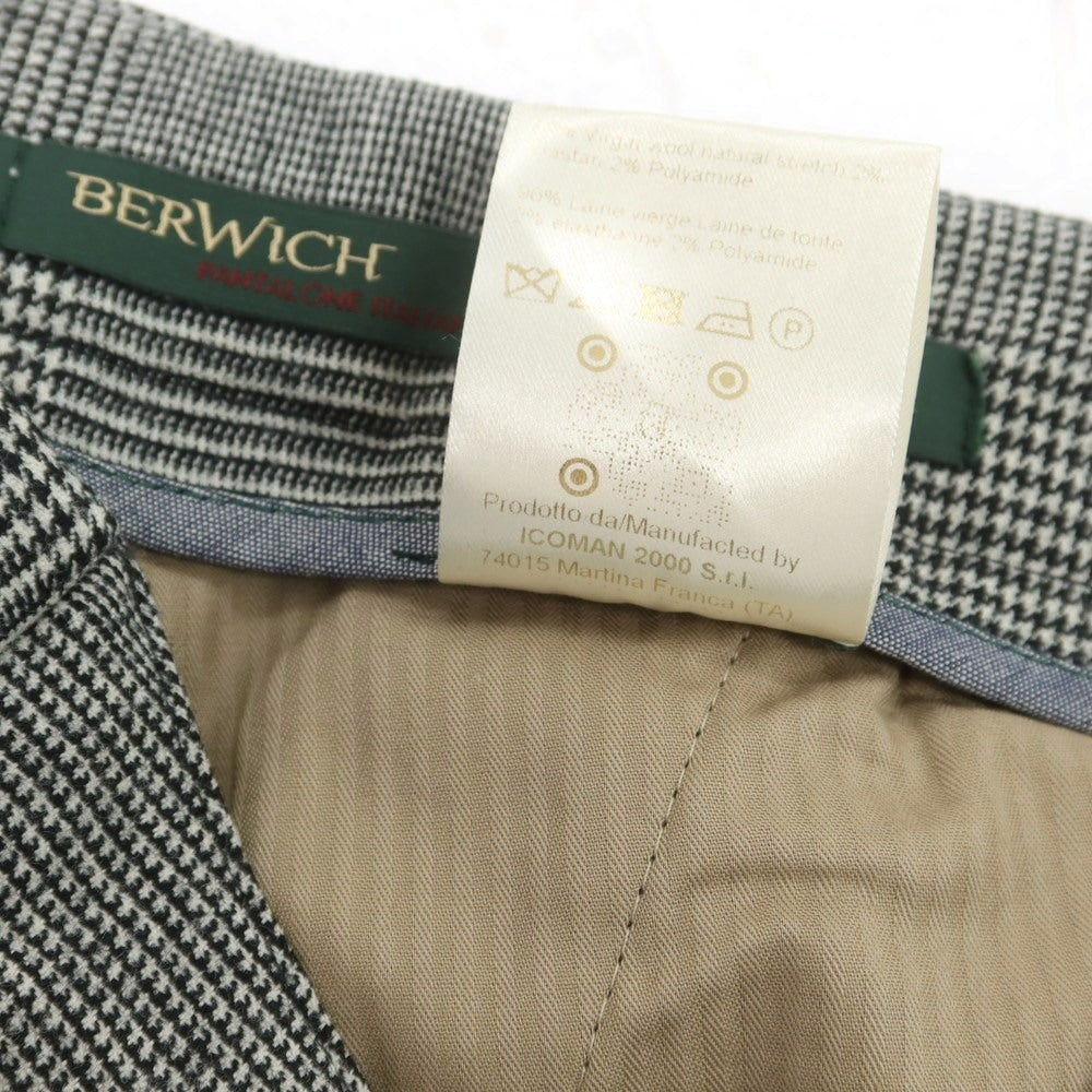 【中古】ベルウィッチ BERWICH ストレッチ ウールナイロン グレンチェック カジュアルスラックスパンツ グレー【 48 】【 状態ランクB 】【 メンズ 】