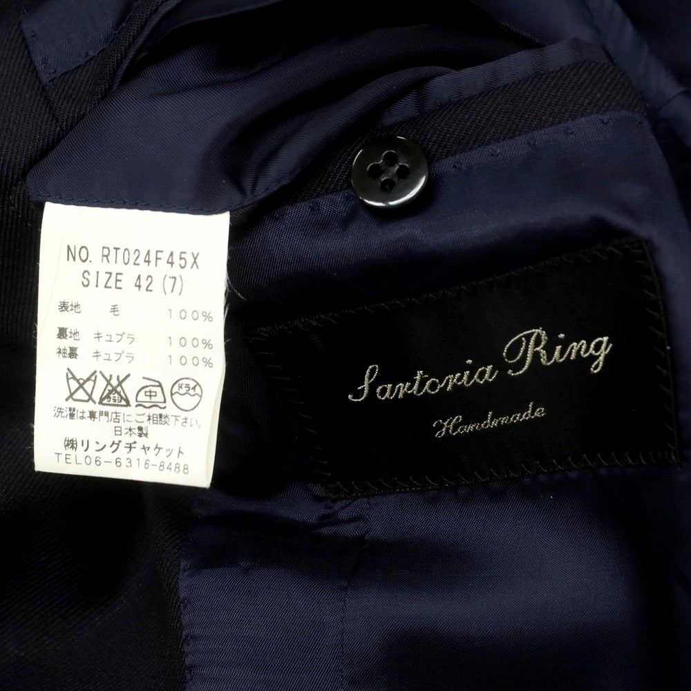 【中古】サルトリア リング Sartoria Ring ウール 3つボタンスーツ ダークネイビー【サイズ42】【 状態ランクD 】【 メンズ 】 [DPD]