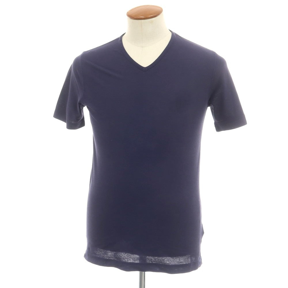 【中古】ザノーネ ZANONE アイスコットン Vネック 半袖Tシャツ ネイビー【 46 】【 状態ランクC 】【 メンズ 】