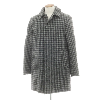 【新品】アスペジ ASPESI ウール チェック ステンカラーコート グレー系【 48 】【 状態ランクN 】【 メンズ 】