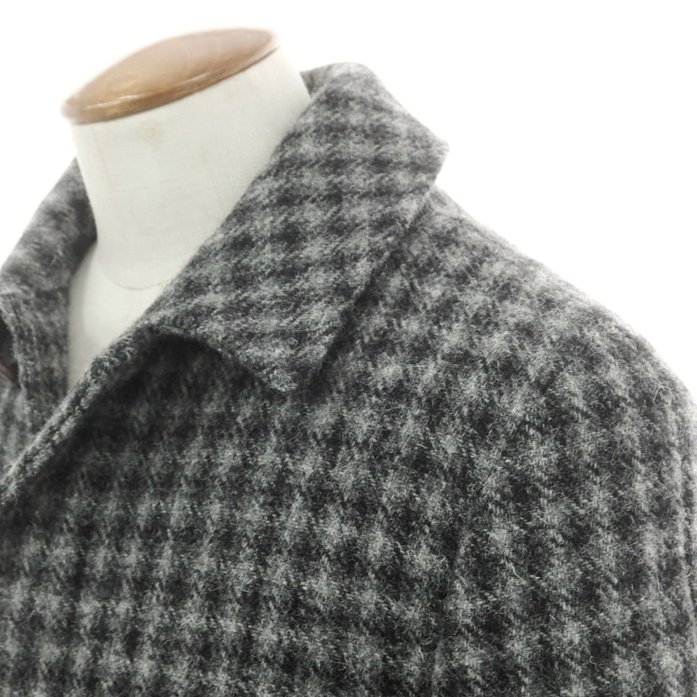 【新品】アスペジ ASPESI ウール チェック ステンカラーコート グレー系【 48 】【 状態ランクN 】【 メンズ 】