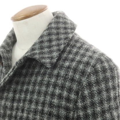 【新品】アスペジ ASPESI ウール チェック ステンカラーコート グレー系【 48 】【 状態ランクN 】【 メンズ 】