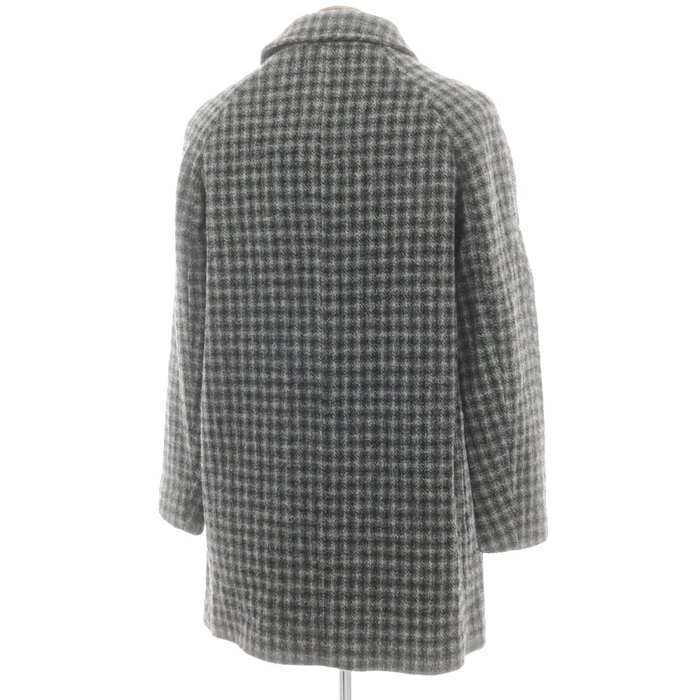 【新品】アスペジ ASPESI ウール チェック ステンカラーコート グレー系【 48 】【 状態ランクN 】【 メンズ 】