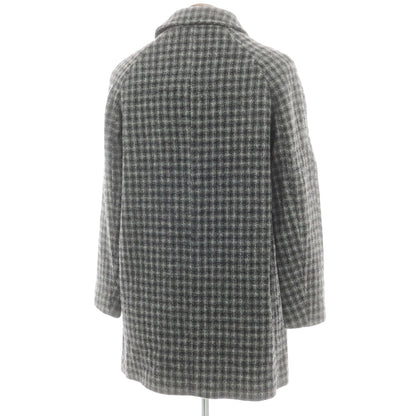 【新品】アスペジ ASPESI ウール チェック ステンカラーコート グレー系【 48 】【 状態ランクN 】【 メンズ 】