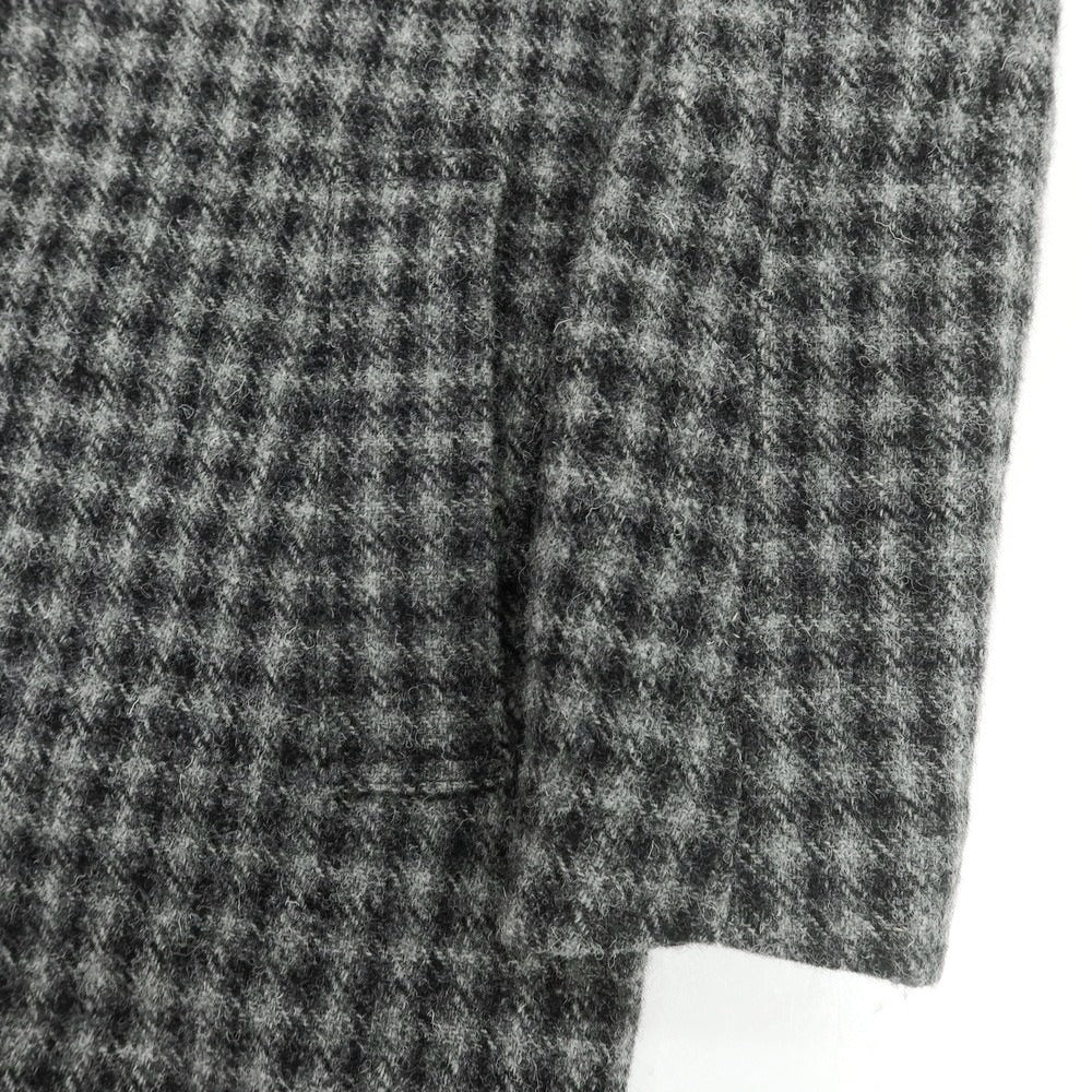 【新品】アスペジ ASPESI ウール チェック ステンカラーコート グレー系【 48 】【 状態ランクN 】【 メンズ 】